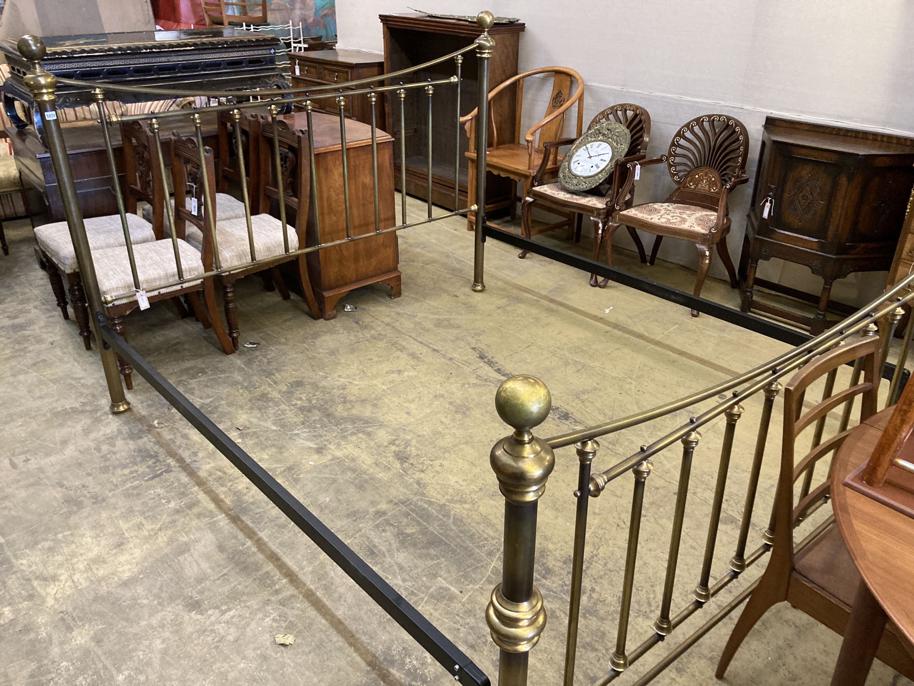 A Victorian style brass 6ft. bed frame, length 215cm